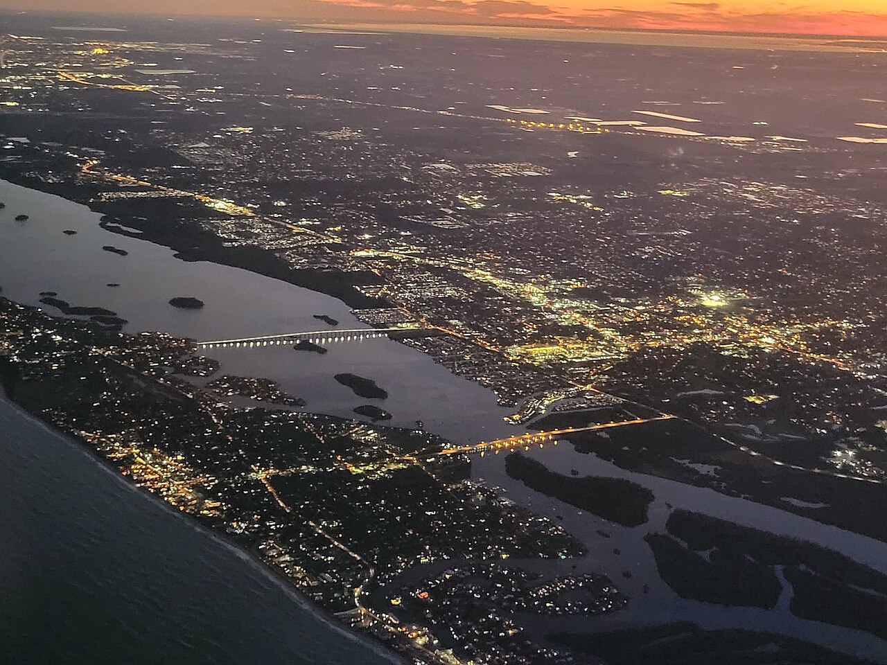 Vero Beach &mdash; Vero Beach arial view at night (2023)