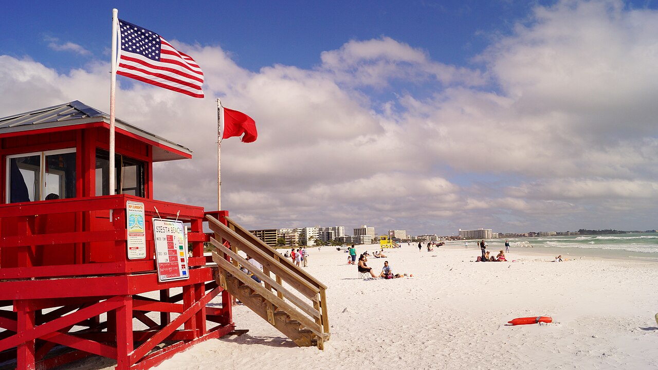 Siesta Key — Red Lifeguard Stand at Siesta Key Beach