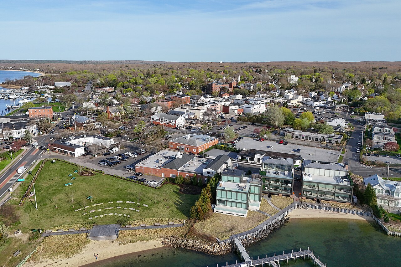 Sag Harbor &mdash; Sag Harbor village aerial view skyline
