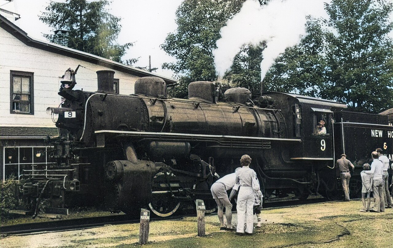 New Hope — New Hope and Ivyland Railroad New Hope, Pennsylvania. 1978 colourized