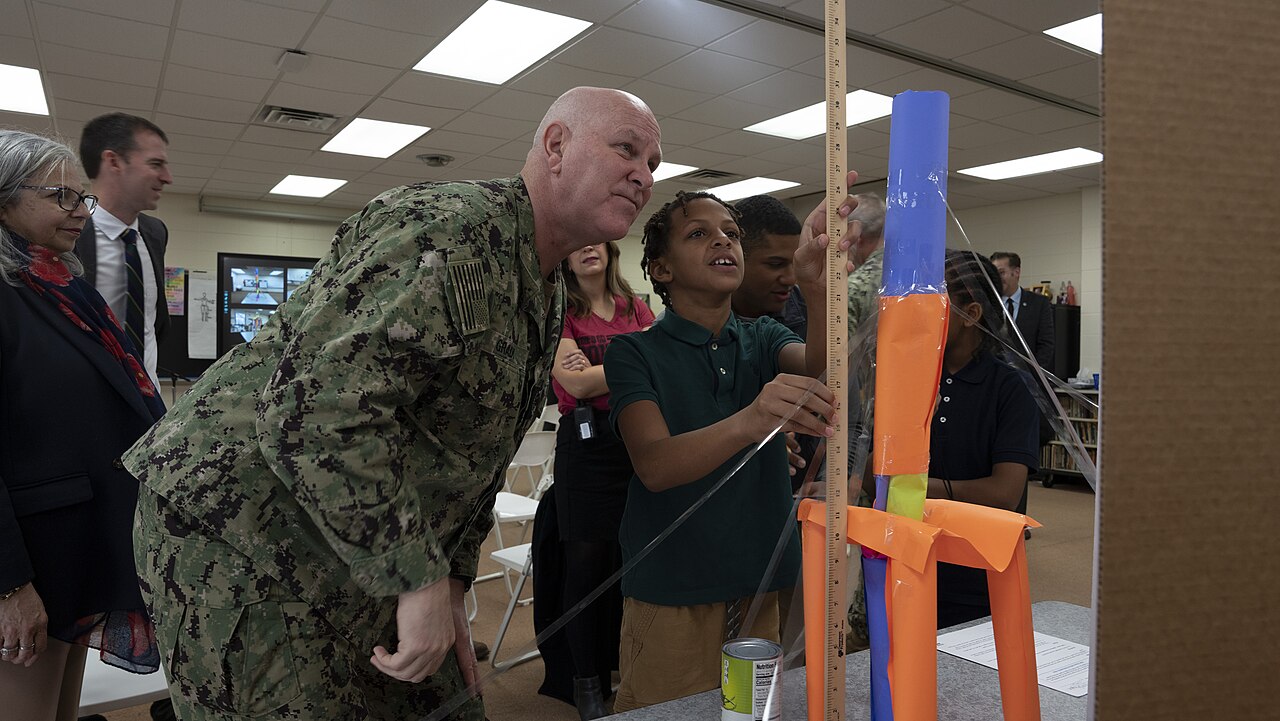 South Bend — United States Navy Admiral Christopher W. Grady, Vice Chairman of the Joint Chiefs of Staff, visits Clay International Academy in South Bend, Indiana on November 8, 2024 - 20